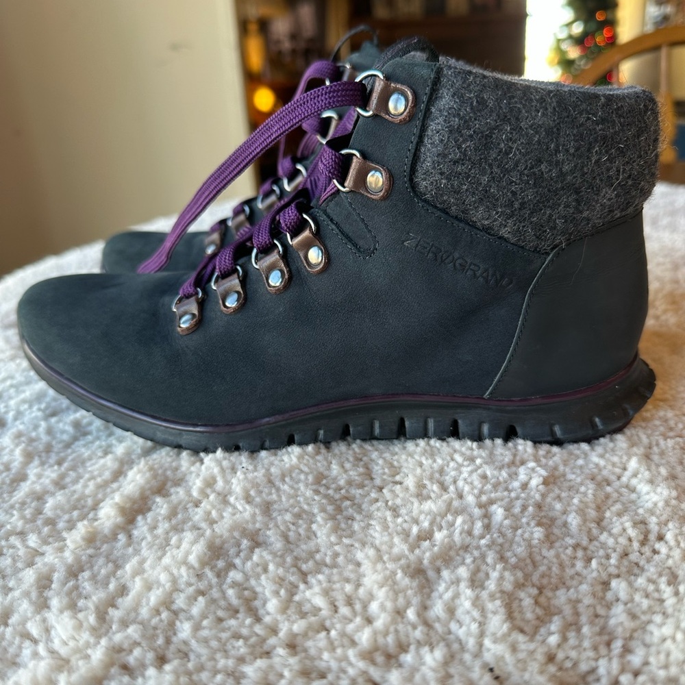 Women's Black Boots with Purple Laces - Picture 3 of 8